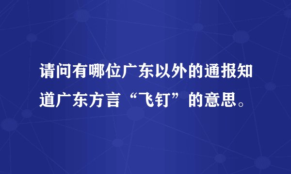 请问有哪位广东以外的通报知道广东方言“飞钉”的意思。