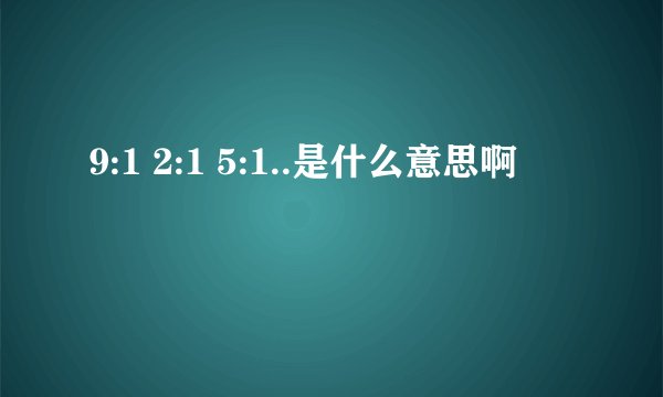 9:1 2:1 5:1..是什么意思啊