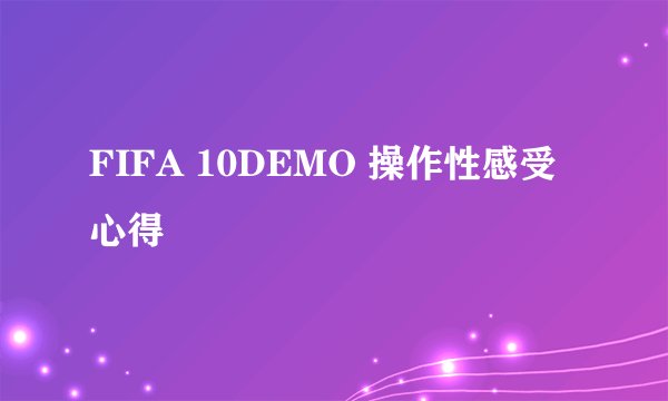 FIFA 10DEMO 操作性感受心得