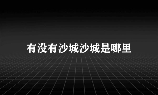 有没有沙城沙城是哪里