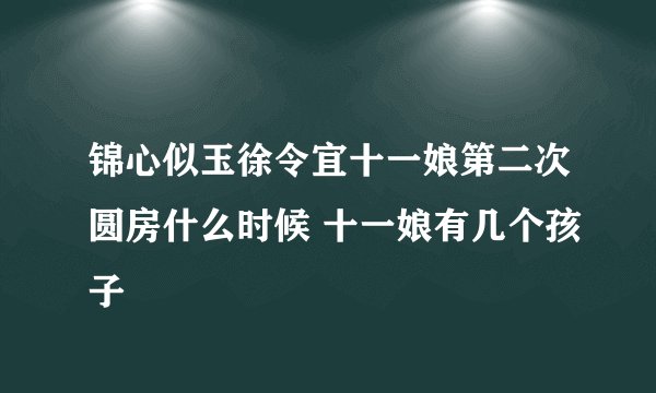锦心似玉徐令宜十一娘第二次圆房什么时候 十一娘有几个孩子