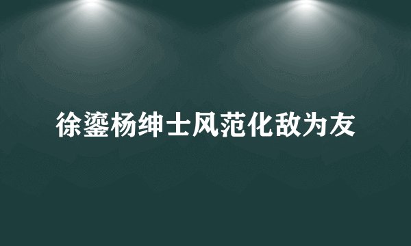 徐鎏杨绅士风范化敌为友