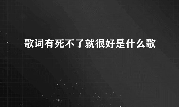 歌词有死不了就很好是什么歌