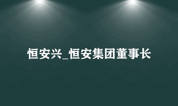 恒安兴_恒安集团董事长