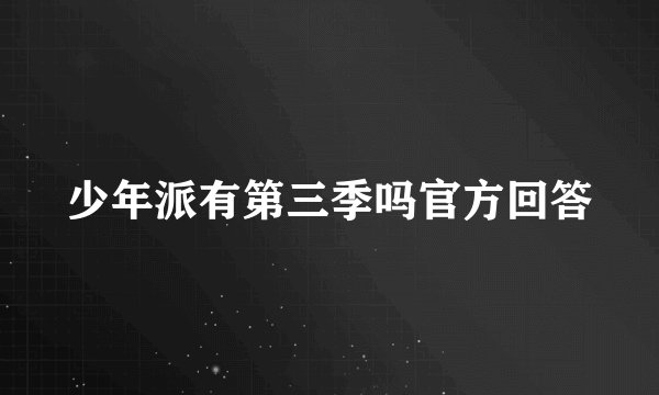 少年派有第三季吗官方回答
