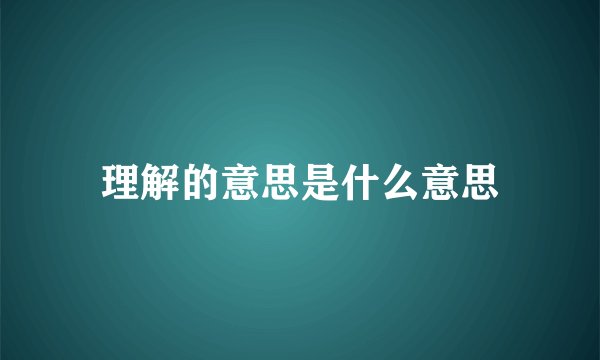 理解的意思是什么意思