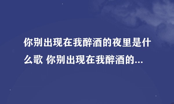 你别出现在我醉酒的夜里是什么歌 你别出现在我醉酒的夜里出处