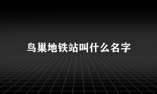 鸟巢地铁站叫什么名字