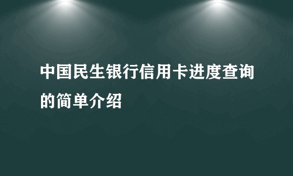 中国民生银行信用卡进度查询的简单介绍