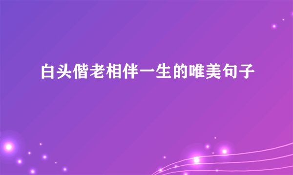 白头偕老相伴一生的唯美句子