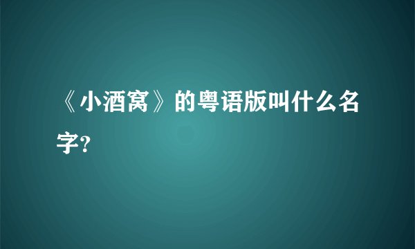 《小酒窝》的粤语版叫什么名字？