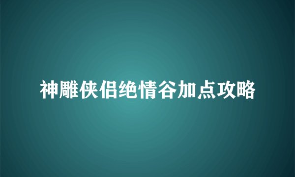 神雕侠侣绝情谷加点攻略