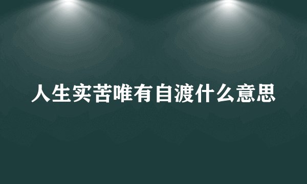 人生实苦唯有自渡什么意思