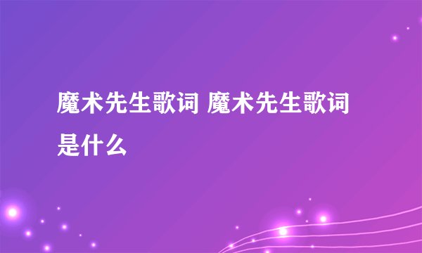 魔术先生歌词 魔术先生歌词是什么