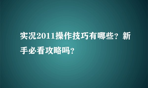 实况2011操作技巧有哪些？新手必看攻略吗？