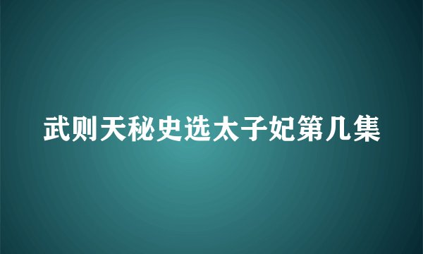 武则天秘史选太子妃第几集