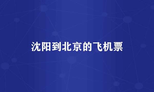 沈阳到北京的飞机票