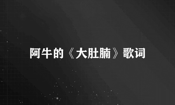 阿牛的《大肚腩》歌词