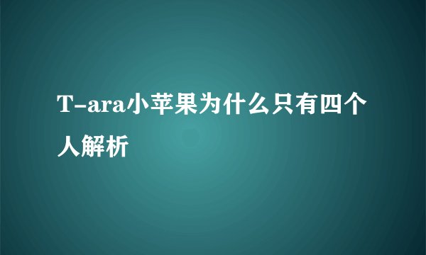 T-ara小苹果为什么只有四个人解析