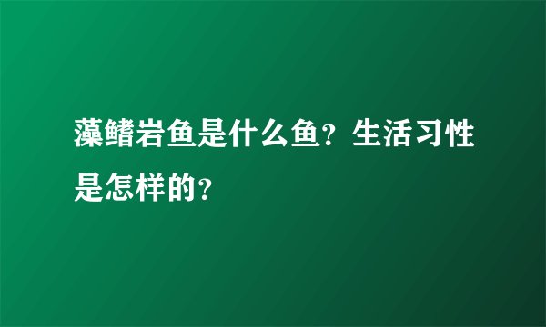 藻鳍岩鱼是什么鱼？生活习性是怎样的？