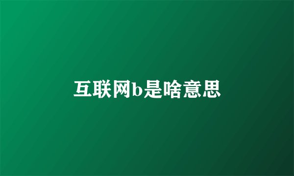 互联网b是啥意思