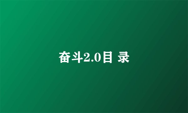 奋斗2.0目 录