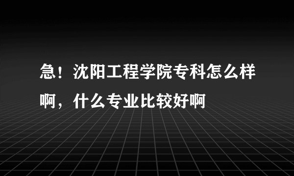 急！沈阳工程学院专科怎么样啊，什么专业比较好啊