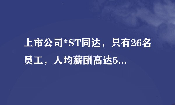 上市公司*ST同达，只有26名员工，人均薪酬高达50万元，前三季度营收只有百万元，面临退市风险