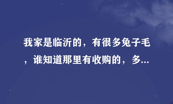 我家是临沂的，有很多兔子毛，谁知道那里有收购的，多少钱一斤呀