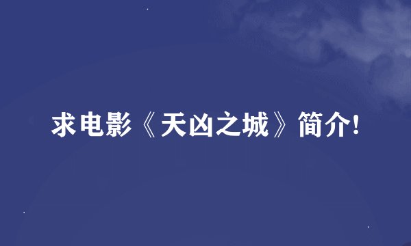 求电影《天凶之城》简介!