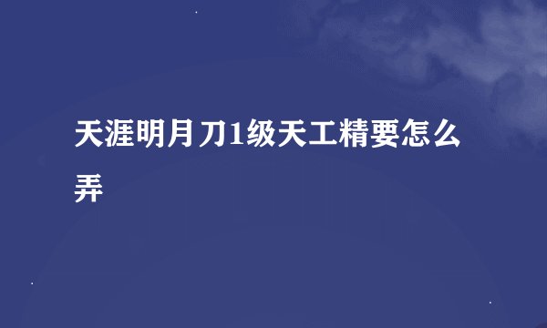 天涯明月刀1级天工精要怎么弄