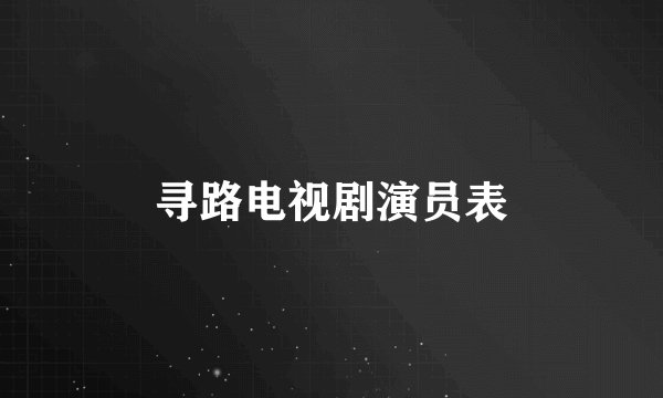 寻路电视剧演员表