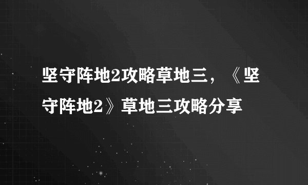 坚守阵地2攻略草地三，《坚守阵地2》草地三攻略分享