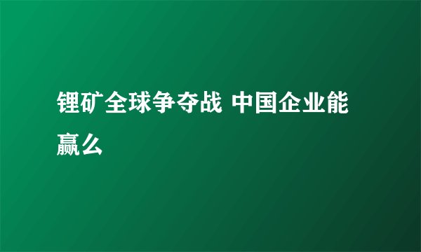 锂矿全球争夺战 中国企业能赢么