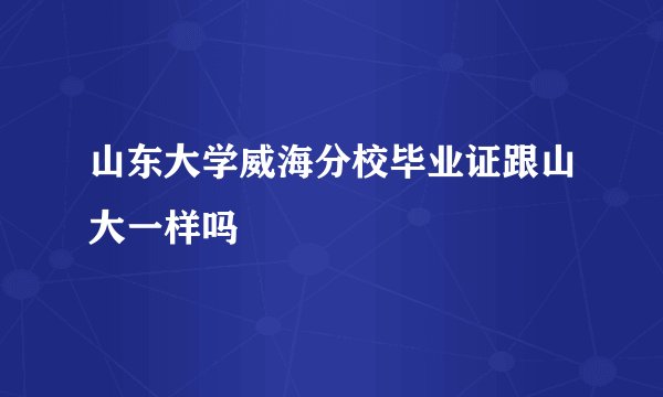 山东大学威海分校毕业证跟山大一样吗