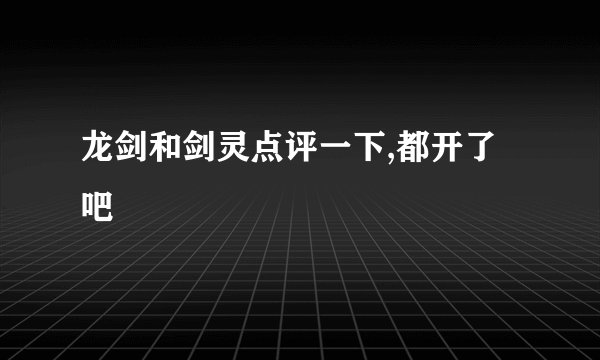 龙剑和剑灵点评一下,都开了吧