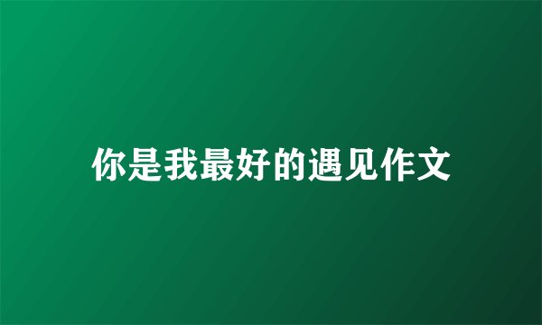 你是我最好的遇见作文