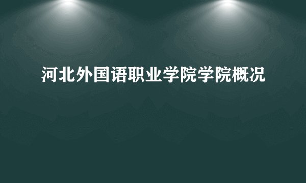 河北外国语职业学院学院概况