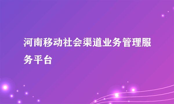 河南移动社会渠道业务管理服务平台