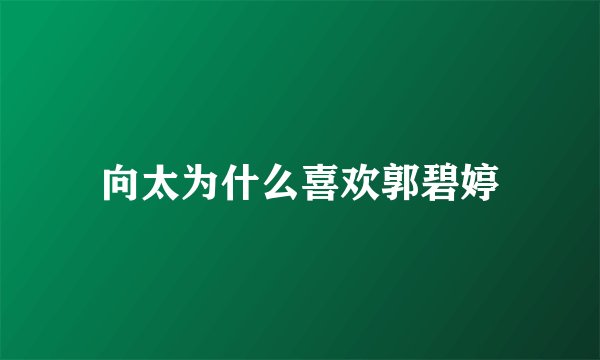 向太为什么喜欢郭碧婷