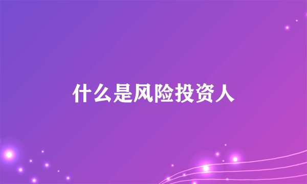 什么是风险投资人