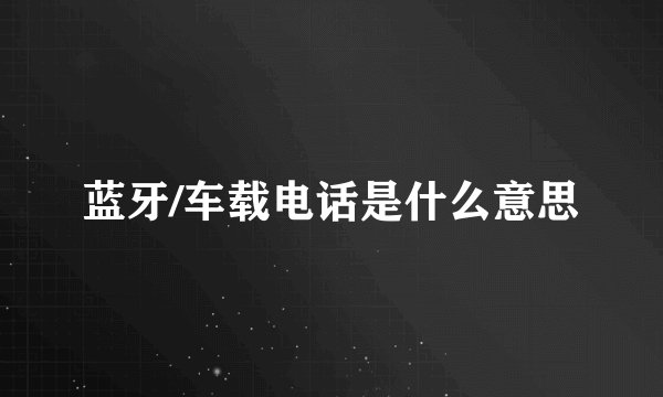 蓝牙/车载电话是什么意思