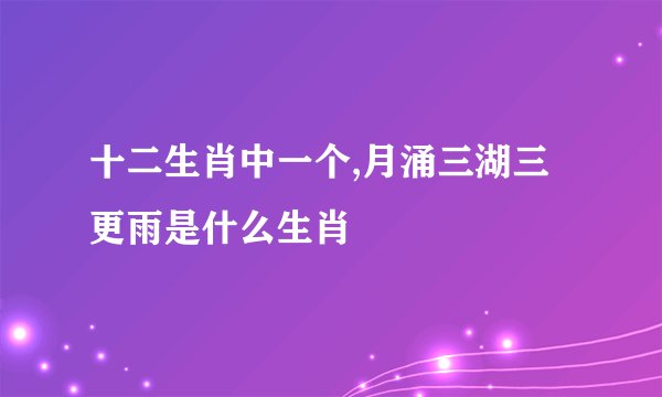 十二生肖中一个,月涌三湖三更雨是什么生肖