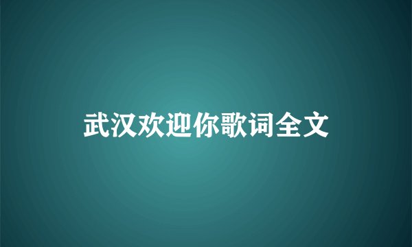 武汉欢迎你歌词全文