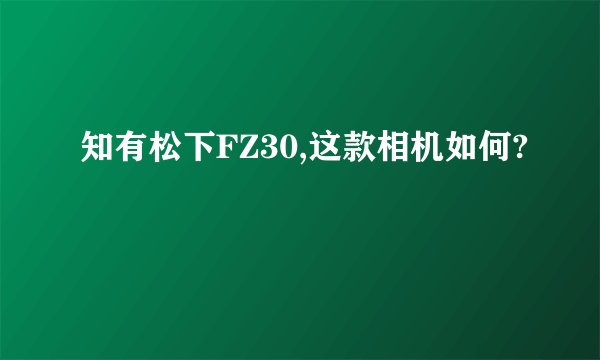 知有松下FZ30,这款相机如何?