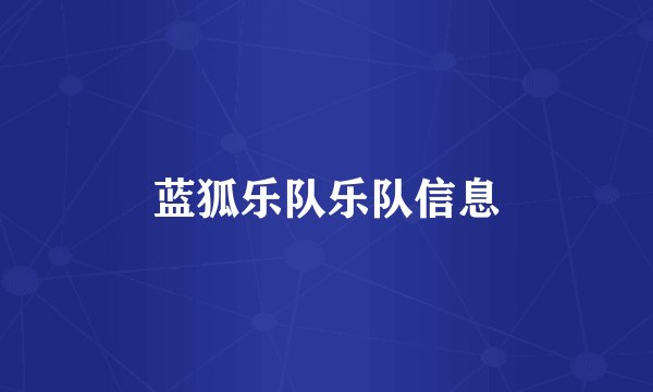 蓝狐乐队乐队信息