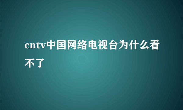 cntv中国网络电视台为什么看不了