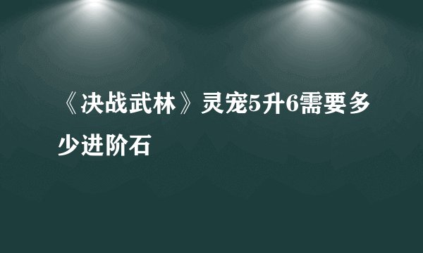 《决战武林》灵宠5升6需要多少进阶石