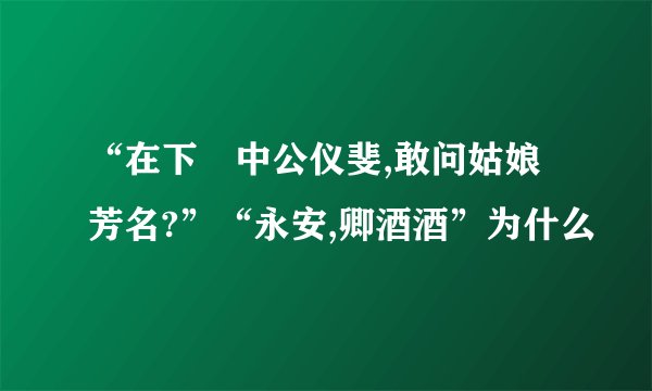 “在下柸中公仪斐,敢问姑娘芳名?”“永安,卿酒酒”为什么