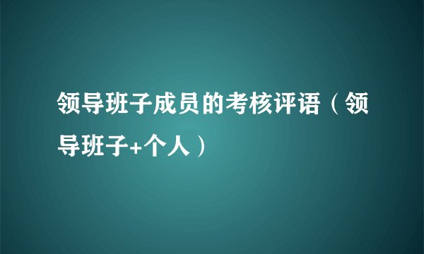 领导班子成员的考核评语（领导班子+个人）